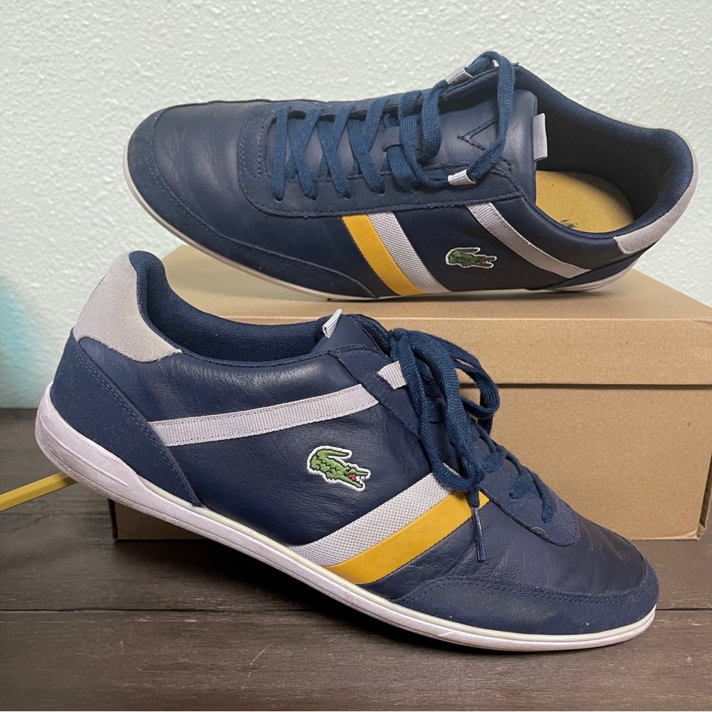 Lacoste Men’s Sneakers Navy Blue Tennis Shoes 🐊 
US Mens Size 10